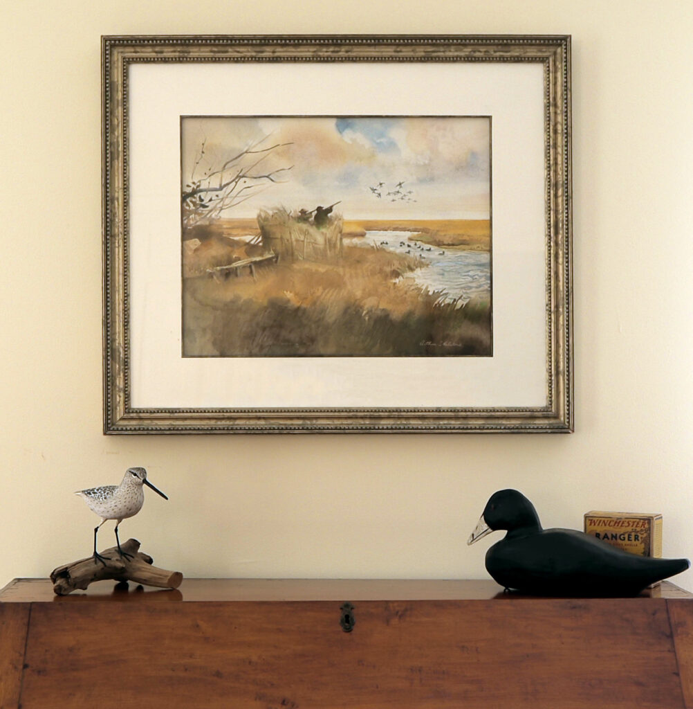 Arthur Shilstone Duck Hunting Painting on Gallery Wall in a Curated Art Collection